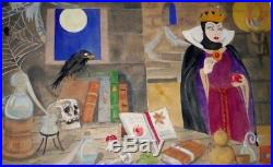 #028 Disney Frank Follmer Watercolor Snow White 1930's Evil Queen Witch Apple