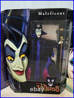 1998 Disney Villains Mattel EVIL QUEEN, MALEFICENT, CRUELLA DE VIL Lot of 3 NIB