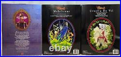 1998 Disney Villains Mattel EVIL QUEEN, MALEFICENT, CRUELLA DE VIL Lot of 3 NIB