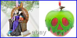 2010 Disney Store Evil Queen Throne Ornament + 2017 Poison Apple +snow White Set