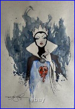 2 Original Water Color Sketches Kevin John Disney Art Evil Queen Snow White