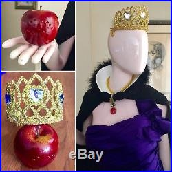 7 PC EVIL QUEEN Costume Lot SNOW WHITE Cosplay DRESS Gown CROWN Cape APPLE L/XL