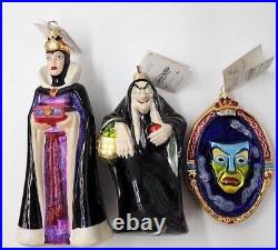 Christopher Radko 1998 Snow White Evil Queen, Hag & Le Mirror Ornament Set