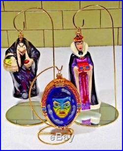 Christopher Radko 3 Piece Ornament, Snow White's Evil Queen, Hag Witch, Mirror