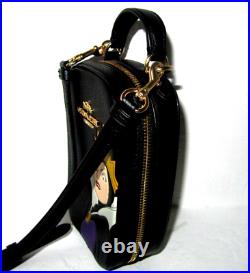 Coach CC326 Disney Eva Phone Black Leather Crossbody Evil Queen Motif Bag NWT