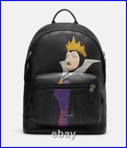 Coach Disney West Backpack Black Evil Queen Motif Snow White Villains CC042 NWT
