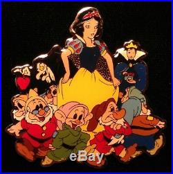 DISNEY PIN SNOW WHITE and Dwarfs with Evil Queen Old Hag 50th Anniversary 1987
