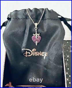 Disney CZ Evil Queen Heart Dagger 18 Pendant Necklace Sterling Silver NEW $200