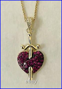 Disney CZ Evil Queen Heart Dagger 18 Pendant Necklace Sterling Silver NEW $200