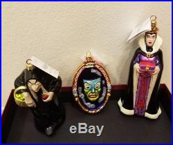 Disney Christopher Radko Snow White Evil Queen Old Hag Witch Mirror Ornament Set