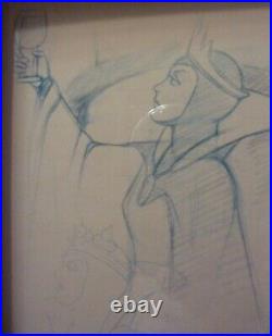 Disney Evil Queen/Old Hag Framed Sketch Pin Set #8826, LE 120 of 2001 Animation