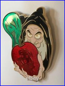 Disney HTF Snow White evil queen Old Hag Poison Apple Jumbo Pin LE 350