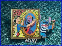 Disney Jumbo Pin Stitch Snow White Evil Queen Mirror Art Paris Event Pins Set