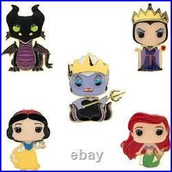 Disney Large Enamel Pop! Pin Wave 3 Set Ariel, Ursula, Snow White, Evil Queen, M
