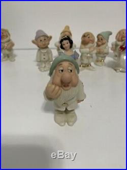 Disney Lenox Salt Pepper Shakers Snow White 7 Dwarfs Evil Queen Old Hag 10 Set