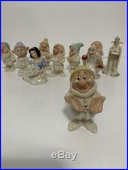 Disney Lenox Salt Pepper Shakers Snow White 7 Dwarfs Evil Queen Old Hag 10 Set