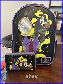 Disney Loungefly Snow White Evil Queen Transformation Mini Backpack and Wallet