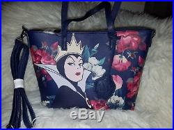 Disney Loungefly Villains Evil Queen Floral Tote Snow White withmatching Wallet NW