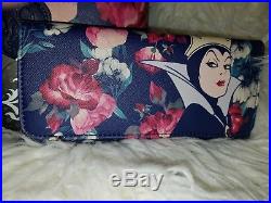 Disney Loungefly Villains Evil Queen Floral Tote Snow White withmatching Wallet NW