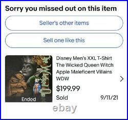 Disney Mens XL T-Shirt The Wicked Queen, Witch, Apple Evil Disney Villain WDW
