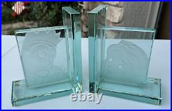 Disney Snow White Evil Queen Bookends LE 21/750 R Guenther Laser Etched Glass