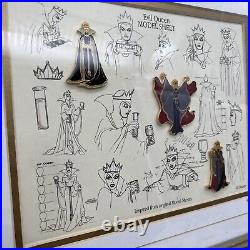 Disney Snow White Evil Queen Model Sheet Limited Edition 3 Pin Set Framed COA