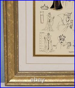 Disney Snow White Evil Queen Model Sheet Limited Edition 3 Pin Set Framed COA