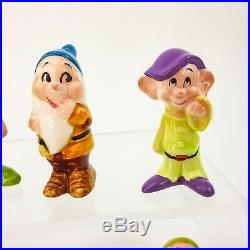 Disney Snow White Seven Dwarfs & Evil Queen Witch Figurine Set 9 Japan Porcelain