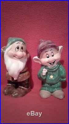 Disney Snow White & the 7 Dwarfs + Evil Queen Large Ceramic Figurines 1960's