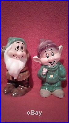 Disney Snow White & the 7 Dwarfs + Evil Queen Large Ceramic Figurines 1960's