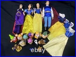 Disney Store Snow White The Prince Doll Rare/Evil Queen/7 Dwarfs/Snow White Doll