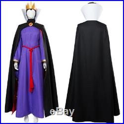 Disney The Snow White Evil Queen Purple Dress Cosplay Costume Outfit Gown Cloak