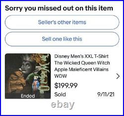 Disney The Wicked Queen, Witch, Apple Evil Disney Villain T- Shirt Men's XL