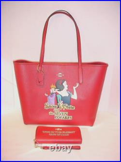 Disney x Coach Snow White Evil Queen City Tote With Matching Long Zip Wallet NWOT