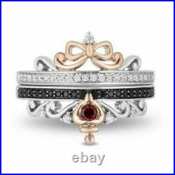 Enchanted Disney 1/4CTW Round With Ruby Snow White & Evil Queen Duo SIL Ring Set