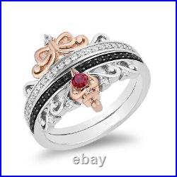 Enchanted Disney Diamond and Ruby Snow White and Evil Queen Duo Ring Set in SIL