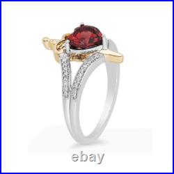 Enchanted Disney Snow White Evil Queen Garnet Heart Stone Ring Solid 925 Silver