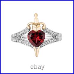 Enchanted Disney Snow White Evil Queen Garnet Heart Stone Ring Solid 925 Silver
