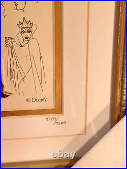 Evil Queen Model Sheet- Snow White, LE pin set withCOA -Framed. SEALED #4224/7500