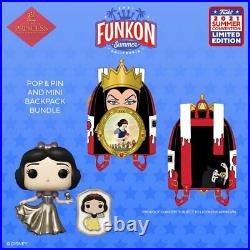 FUNKO POP SNOW WHITE EVIL QUEEN LOUNGEFLY MINI BACKPACK With POP FIGURE BUNDLE