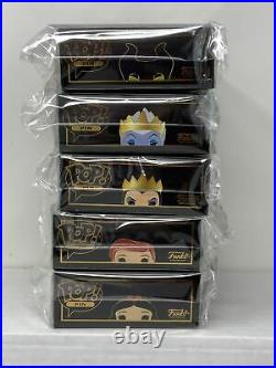 Funko POP! Pins Disney Complete Set of 5 with Maleficent CHASE In-Hand! MINT