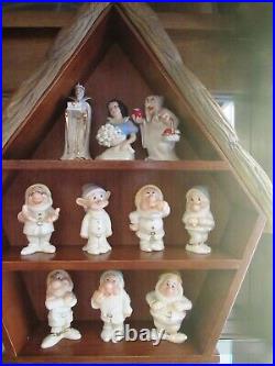 Lenox Disney Snow White Seven Dwarfs Evil Queen Salt Pepper Shakers Curio Shelf