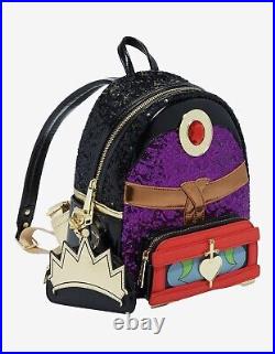 Loungefly Disney Snow White Evil Queen Sequined Figural Backpack & Wallet SET