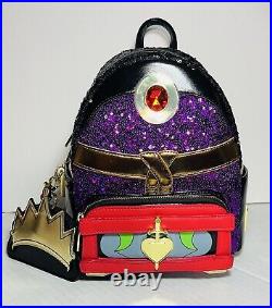 Loungefly Disney Snow White Evil Queen Sequined Figural Mini Backpack NWT