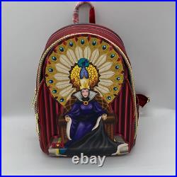 Loungefly Disney Snow White Villains Evil Queen Throne Red Backpack and Wallet