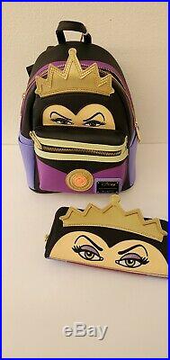 Loungefly Disney Villains Snow White Evil Queen Mini Backpack & Wallet NWT