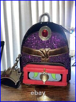 Loungefly Mini Backpack Evil Queen Sequin Figural Snow White Disney NWT