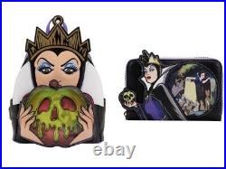 Loungefly Snow White Evil Queen Lenticular Apple Mini Backpack + Wallet New