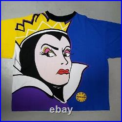 NOS Vtg SNOW WHITE Evil Queen T-Shirt All Over Print Tee Sz XL DEADSTOCK