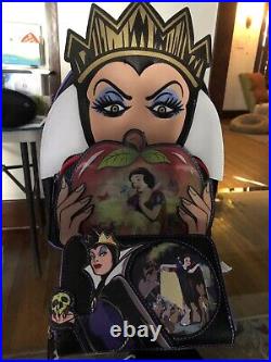 NWT Loungefly Evil Queen Villains Poison Apple Backpack Wallet set Snow White